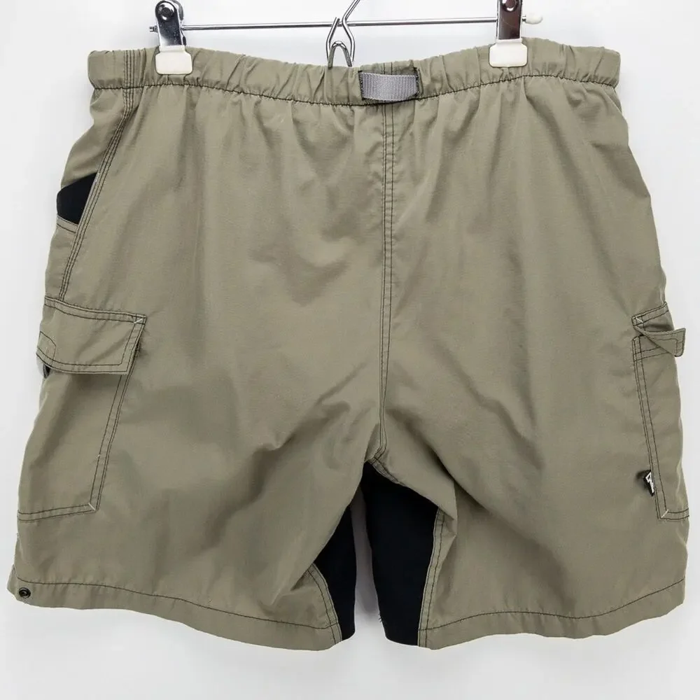 Zoic Men's 2XL Mountain Bike Cargo Shorts Ripstop Nylon Elastic Waist Beige